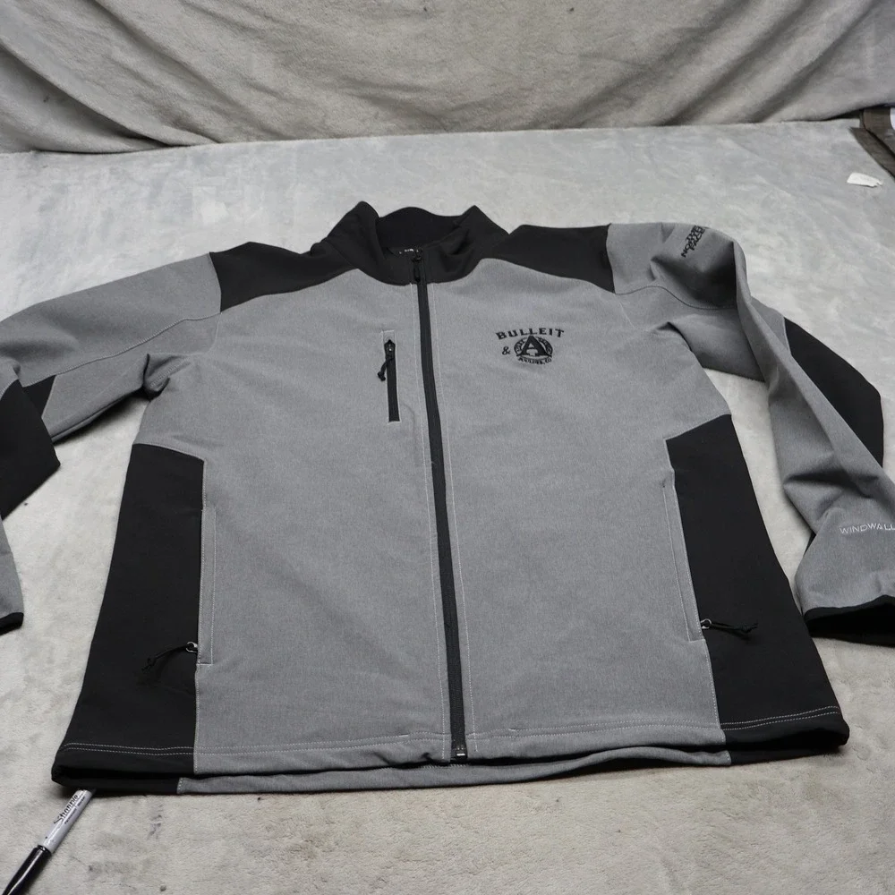 North Face Jacket Mens Large Grey Tech Stretch Softshell Rain Wind Full Zip LOGO